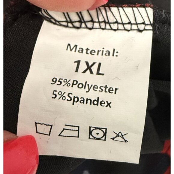 Rose Print Womens Top Red Black Tie Bodice Dramatic Sleeve Fairy Goth Grunge 1X - Picture 5 of 6